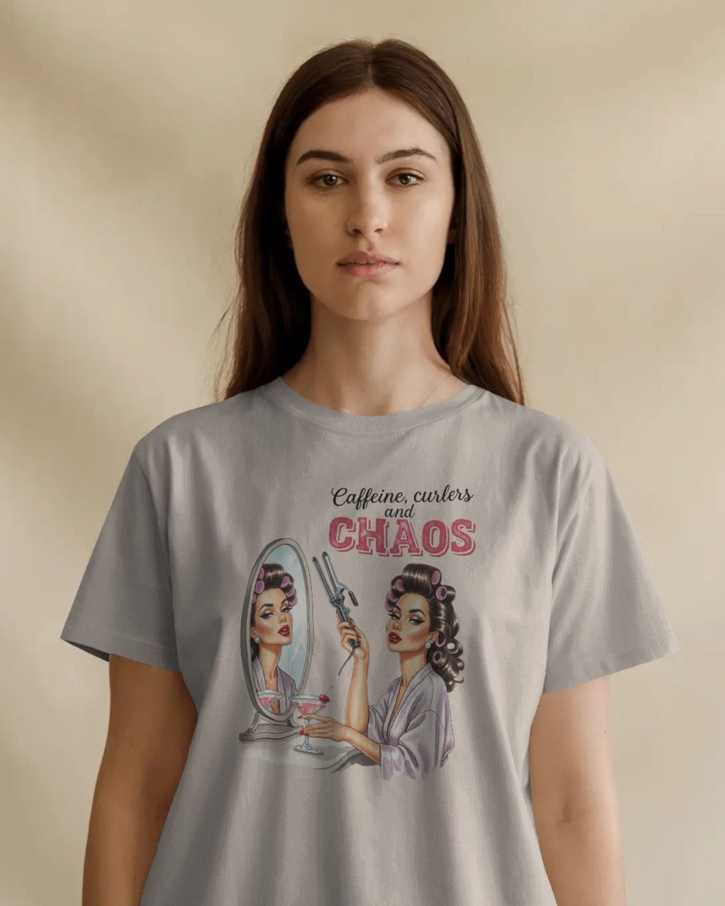 Caffeine, Curls & Chaos – Women’s Tee | Multiple Colours Available